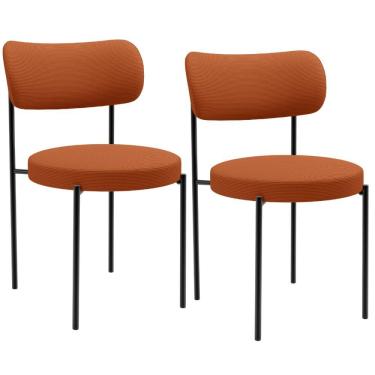 Imagem de Kit 02 Cadeiras Estofadas Para Sala De Jantar Louise L02 Tecido Terracota - Lyam Decor