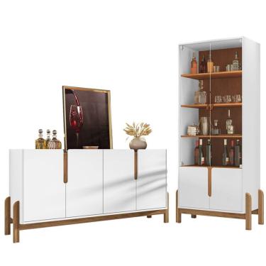 Imagem de Cristaleira 050519 E Buffet 050518 Para Sala Branco Cedro DCASA