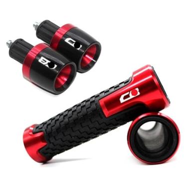 Imagem de Punhos para guidão de motocicleta, extremidades de barra, tampão compatível com CB125R CB150R CB190R CB250R CB300R CB400 CB500X CB500R (B-red)