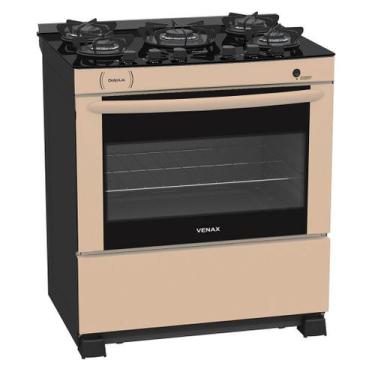 Imagem de Fogão a Gás Del Plus Vítreo 5 Bc Bege GLP Venax, Bivolt