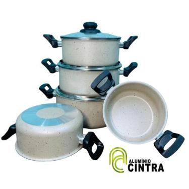 Imagem de Jogo De Panela Antiaderente Teflon Caçarola Aluminio Grosso 5 peças 16