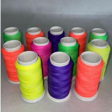 Imagem de Linha para Pipa 200 Jds. Fluorescente, kit 12 unidades, Fio 10,Linhas 