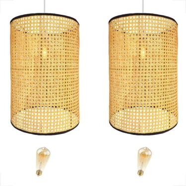 Imagem de Kit 2 Pendente Palha Indiana Fibra Natural 40 X 56 Nat85 +