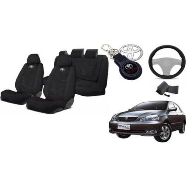 Imagem de Kit Personalizado Capas Tecido Estofado Corolla 03-08 + Volante + Chav