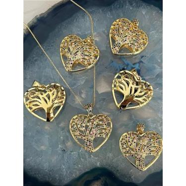 Imagem de Colar Coração Árvore da Vida Cravejado de Zircônia - 01 Unidade - Semi