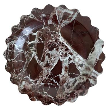 Imagem de SAIDKOCC Bandeja recortada de mármore, bandeja de onda redonda, pequena travessa de servir para balcão, banheiro, cozinha, mesa de cabeceira, anel de joias (Rosa Levanto)