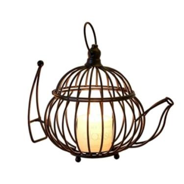 Imagem de Suporte de vela, pilar de ferro, bule de chá, suporte de cupcake, vela moderna, castiçal para festa, mesa de jantar, casamento, castiçais decorativos para casa (bule de chá preto: 21 x 14 x 19,5 cm)