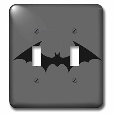 Imagem de 3dRose lsp_220042_2, imagem de um morcego em um fundo cinza interruptor duplo alternância, multicolorido