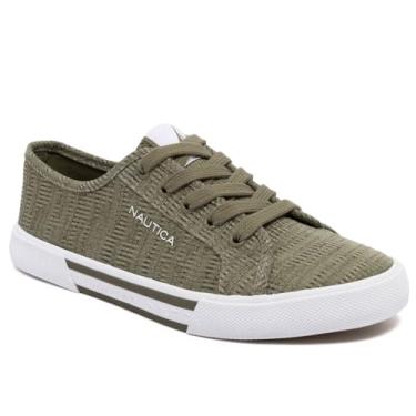 Imagem de Nautica Tênis feminino moderno com cadarço – Tênis casual de caminhada e tênis de cano baixo com plataforma ou salto regular, Olive Blackhaw, 39