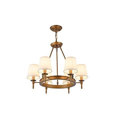 Imagem de Lustre de 3/6/8/10 luzes com abajur de tecido moderno, simples, pendente de ferro, luz suspensa de metal para quarto, cozinha, garagem, sala de estar, sala de jantar (cor: bronze, tamanho: 6
