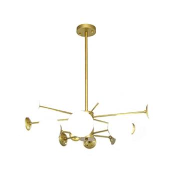 Imagem de Lustre Sala de Jantar Lustres LED Luzes Pendentes Ajustáveis Luminárias de Teto de Madeira (Cor: 6018-3 Preto, Tamanho: ABATÍBRIO BRANCO) (Cor: 6048-12 Dourado