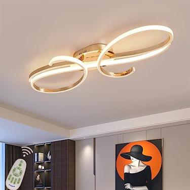 Imagem de Luminária de teto moderna embutida para sala de estar e jantar, luminária regulável com controle remoto, luminária suspensa, design moderno em anel, lustre decorativo para sala de estar, coz