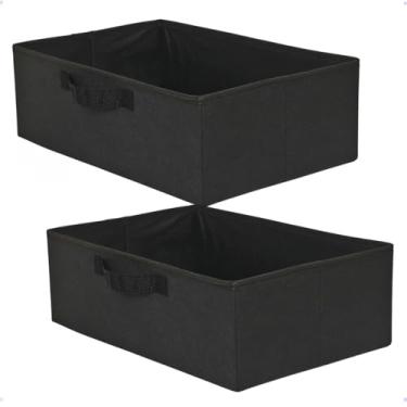 Imagem de Caixa Organizadora Dobrável para guarda Roupa Conjunto com 2 Unidades 42x28x14cm preto