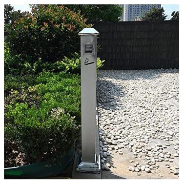 Imagem de Cinzeiro de pé organizador de pontas aço inoxidável cinzeiro de exterior para terraço, loja de conveniência (cor: Prata)