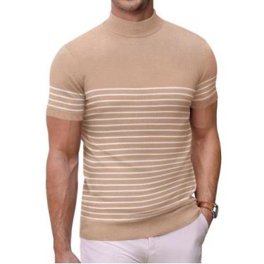 Imagem de Suéter masculino COOFANDY, simulado, gola de tartaruga, manga curta