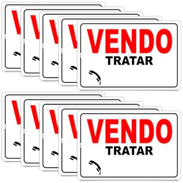 Imagem de Placa de Identificação Vendo Tratar, PS 1mm, 30 x 20 cm, Impressão UV, com Fita Dupla Face, para Imóveis e Veículos (10)