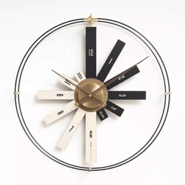 Imagem de ZYHSIJOBAS Relógio de parede artístico não perfurado, sala de estar simples, sala de jantar luxuosa, pintura decorativa de relógio leve, adequado para sala de estar, estudo, quarto. Relógio de parede