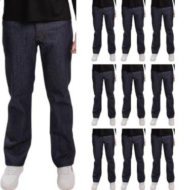 Imagem de Kit 05 Calças Profissional Uniforme Trabalho Pesado Brim Metade Elásti