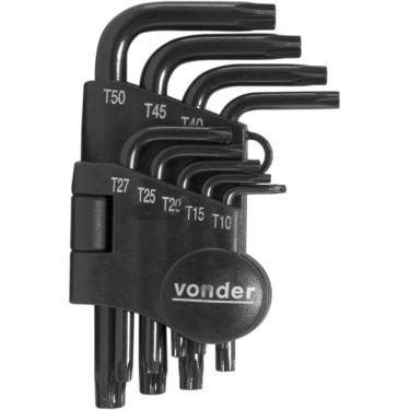 Imagem de Jogo Chave Torx T10-t50 Tipo L Curta Cromo Vanádio Com 9 Peç