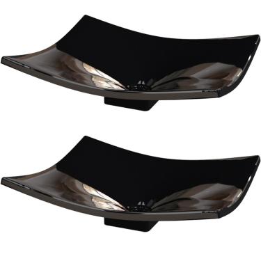 Imagem de Kit 02 Cubas de Apoio Para Banheiro Lavabo C01 Folha F44 Preto - Lyam Decor