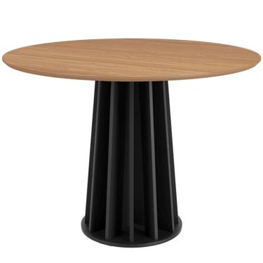 Imagem de Mesa De Jantar Redonda Pés Ripado Orgânico 105cm Ceci D03 Freijó Preto Fosco - Lyam Decor