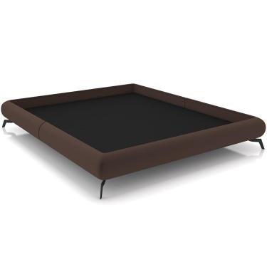 Imagem de Cama Casal Base Box Pés de Ferro Estilo Industrial 156cm Otto P05 Veludo Marrom - Lyam Decor