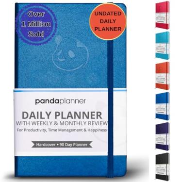Imagem de Panda Planner 2025-2026 – Agenda diária clássica sem data e agenda horária – Planejador de produtividade para foco e objetivos – azul