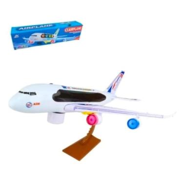 Imagem de Avião de Brinquedo A330 com Luzes LED, Som e Sistema de Movimento Automático, Base de Exposição, Brinquedo Educativo para Crianças