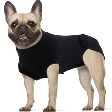 Imagem de OYX Terno de recuperação para cães e gatos após a cirurgia, traje de cirurgia de algodão para cães, esterilização, traje cirúrgico alternativo de colarinho eletrônico e cone, cachorro macho, fêmea