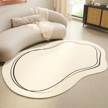 Imagem de Tapetes minimalistas modernos para sala de estar, formato irregular, decoração de quarto, tapete de cabeceira, macio e macio, lavável para casa (200x300 cm/E)