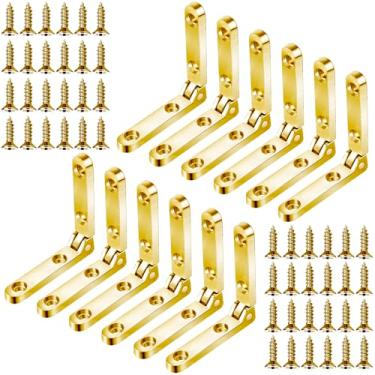 Imagem de BEIQIYA 60 peças de dobradiça de trilho lateral de caixa de joias pesada, dobradiças dobráveis de 90 graus com parafusos, pequenas variedades de suporte para artesanato, caixa de madeira, mini móveis