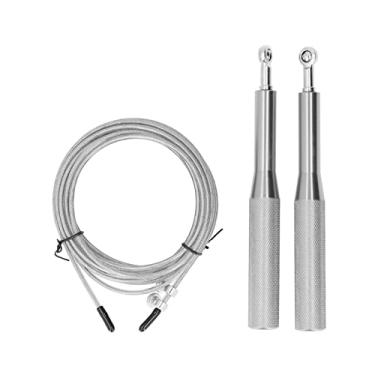 Imagem de Pilipane Corda de pular forte, ajustável, flexível, material de exercício profissional para uso interno e externo, mulheres e homens (prata clássica de liga de alumínio)