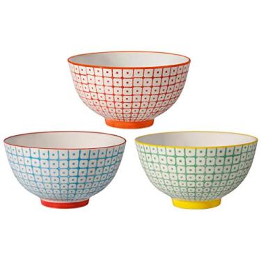 Imagem de Bloomingville Tigelas de cerâmica Carla – Prato de servir colorido para sorvete, lanches, acompanhamentos de diâmetro 11 cm A 6 cm, vermelho azul verde, grés, conjunto de 3 estilos, conteúdo 288 ml