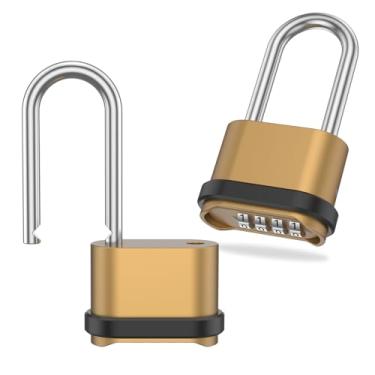 Imagem de Pacote com 2 fechaduras, cadeado de combinação redefinível com senha inferior, cadeado combo sem chave à prova de intempéries para armário de academia, portão, galpão