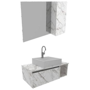 Imagem de Gabinete Com Cuba E Espelheira Bn3600x01x02 Marmore Branco - TECNO MOB