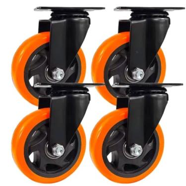Imagem de Kit 4 Rodinha para Moveis Reforçada Rodízio Grande 600Kg Roda 3" Polegada 75mm(Laranja)