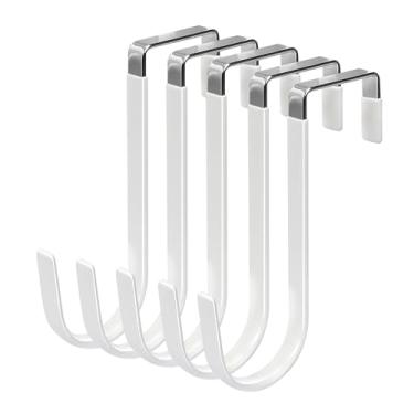Imagem de Ganchos sobre a porta, pacote com 5 cabides com borracha para evitar arranhões, organizador resistente para sala de estar, banheiro, quarto, cozinha, pendurar roupas, toalhas, chapéus, casacos, bolsas