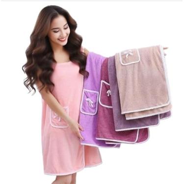 Imagem de Toalha Banhão, Saída de Banho Toalha Vestido Microfibra Macia Absorvente, para Praia, Piscina E Casa(70x140cm)(4 unidades cor aleatória)