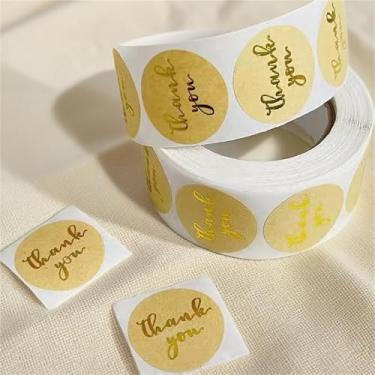 Imagem de 500 peças de adesivos de agradecimento redondos autoadesivos dourados de 2,5 cm para embalagens, sacolas de presente, casamentos, envelopes e pedidos de pequenas empresas