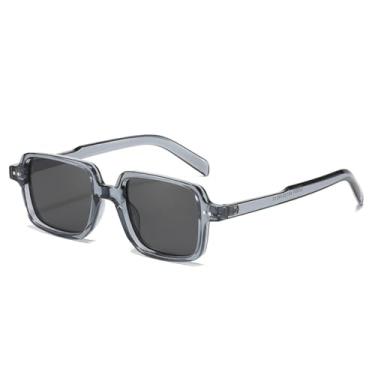 Imagem de Óculos de Sol Masculinos com Rebites, Proteção UV400, Estilo Punk Feminino, Lentes Transparentes Degradê, Ideais para Esportes ao Ar Livre, Corrida e Ciclismo, Cinza
