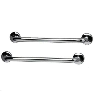 Imagem de Alça Apoio 30cm Aço Inox Kit 2 Uni Barra Suporte Anti Queda Idoso Gestante Cadeirante Pcd Crianças