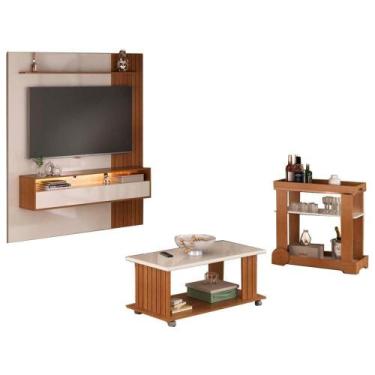 Imagem de Painel 72Pol 160Cm Carrinho Bar-Mesa De Centro Cinamomo - MILANI MOVEL