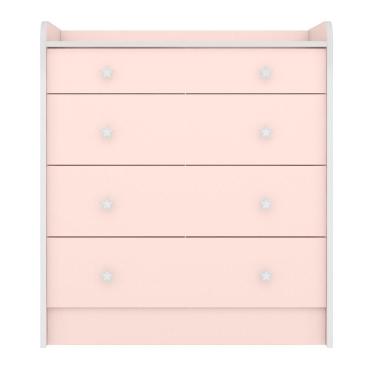 Imagem de Cômoda Infantil Com Trocador 4 Gavetas Doce Sonho Rosa - Qmovi
