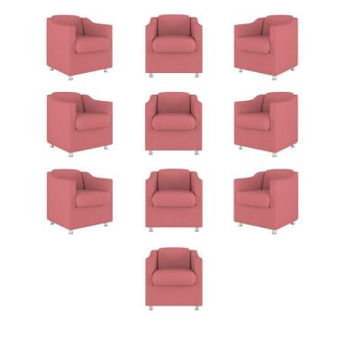 Imagem de Kit 10 Poltronas Tilla Consultório Recepção Suede Balaqui Decor Cor:rosa