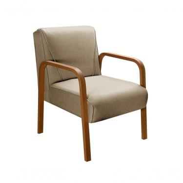 Imagem de Poltrona Decorativa Anita Cadeira Moderna Sala Recepção - Linho Marrom 150