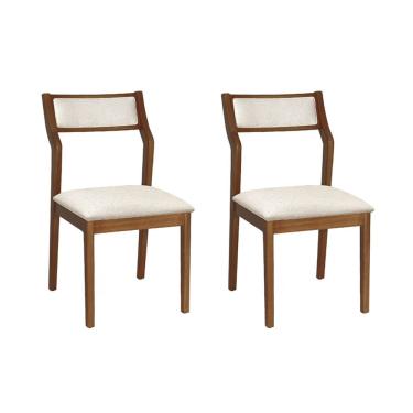 Imagem de Conjunto 2 Cadeiras De Jantar Lagum Conforto Estofada Jequitibá Terra Linho Bege