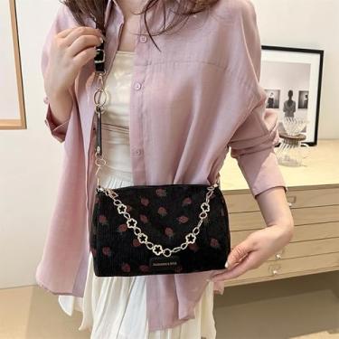 Imagem de Bolsa transversal feminina, bolsa de ombro com almofada macia e casual, bolsa leve para uso diário, Preto, Medium