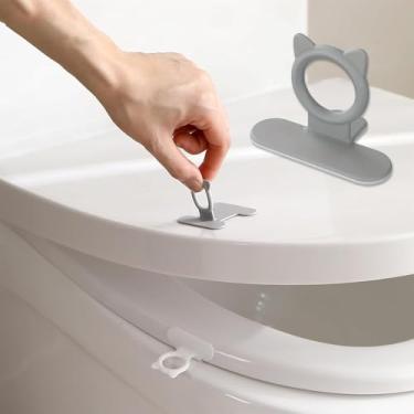Imagem de Elevador de tampa de vaso sanitário de silicone, alça de assento de vaso sanitário de fácil aderência, ferramenta de abertura de tampa de banheiro higiênica, auxiliar de tampa de vaso sanitário