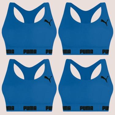 Imagem de Kit Com 4 Tops Puma Nadador Sem Costura E Sem Bojo Fitness Fit Para Academia Corrida Treino-Feminino