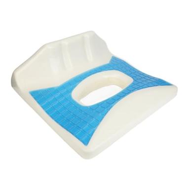 Imagem de Almofada para escaras, travesseiro de alívio de pressão de espuma viscoelástica para osso do quadril, cóccix azul, gel anti-escaras, suporte respirável confortável para pacientes